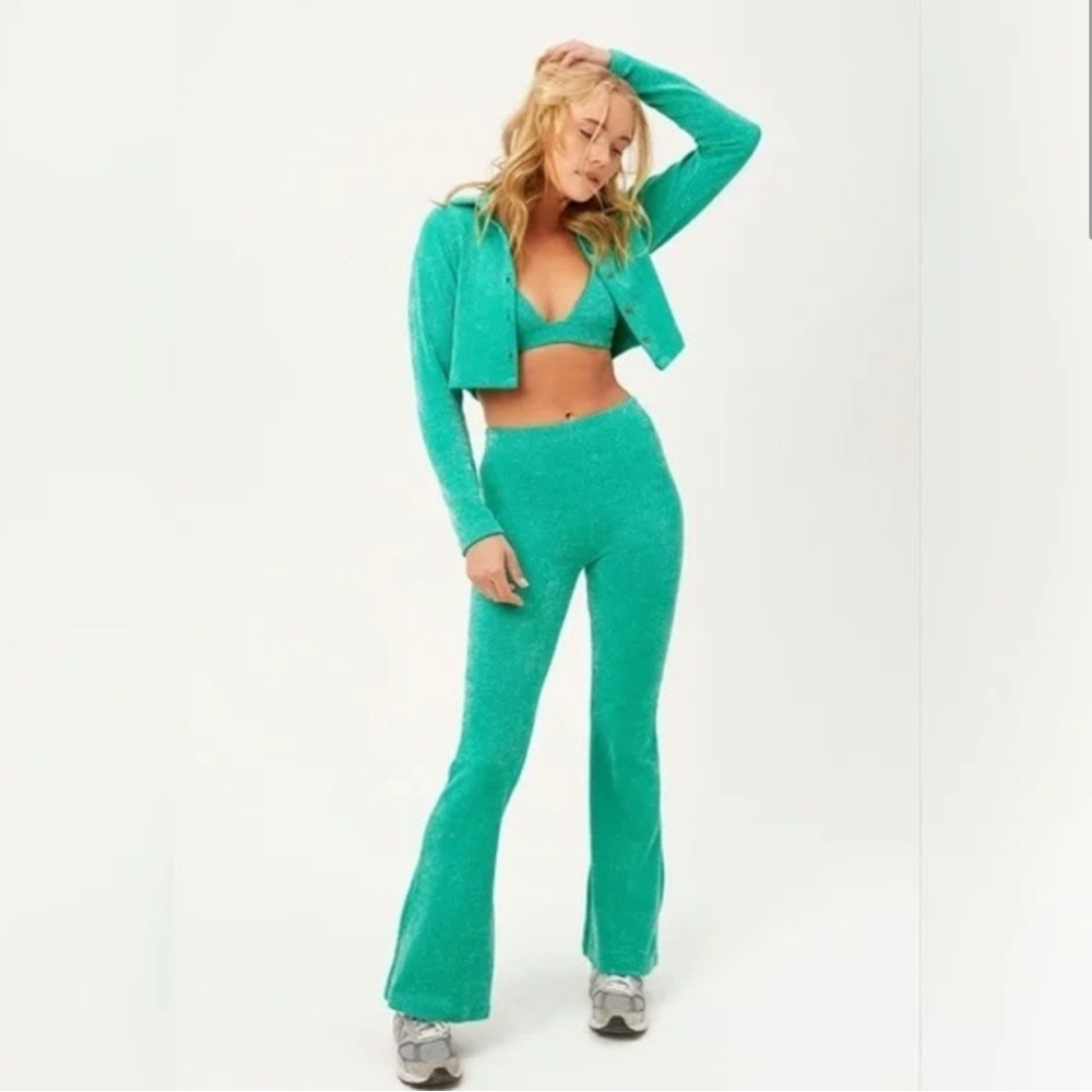 Frankie's Bikinis Green Boot Cut Flare Pants